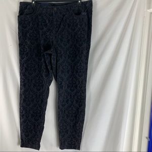 Chaps Black Slim Leg Floral Jeans Sz 22W